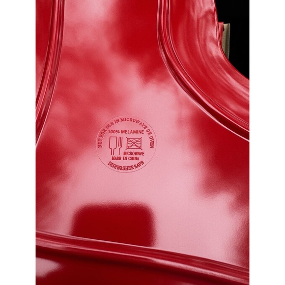 Melamine Knit Sweater Motif Design Red Stocking Platter Brand New In Box! - Picture 8 of 10